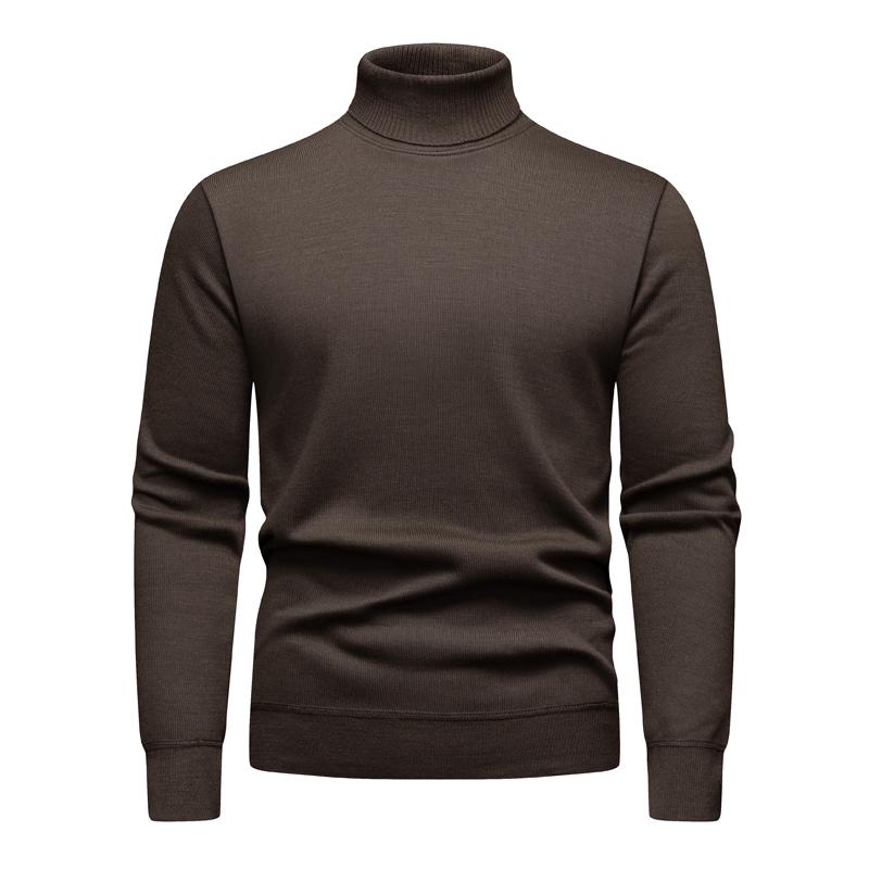 Mens Knitted Sweater Men's Autumn And Winter High Neck Casual Pullover Male Warm Knitting Shirt