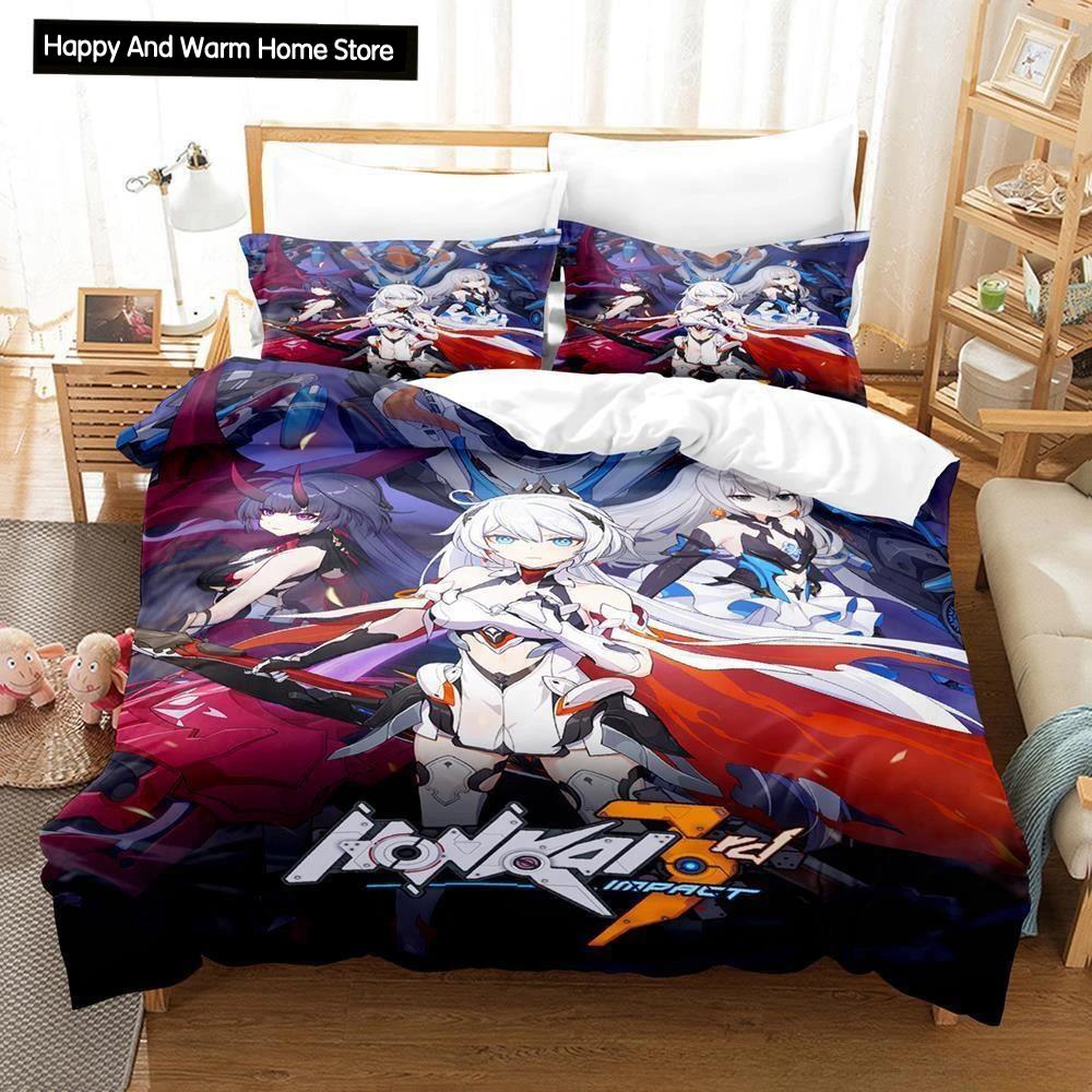 Honkai Impact 3 Bedding Set Anime Duvet Cover Single Twin Full Queen King Size for Adult Boy Bedroom