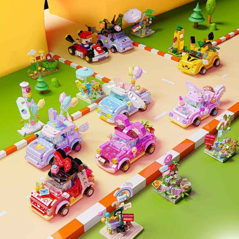 Детские мультяшные игрушки Покемон Машина Алмазные строительные блоки Образовательные игрушки Для детей Подарки на день рождения Настольные украшения