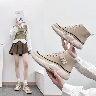 Осенние белые туфли с высоким берцем, новые женские спортивные туфли на платформе в корейском стиле, повседневные туфли на платформе, увеличивающие рост, T313