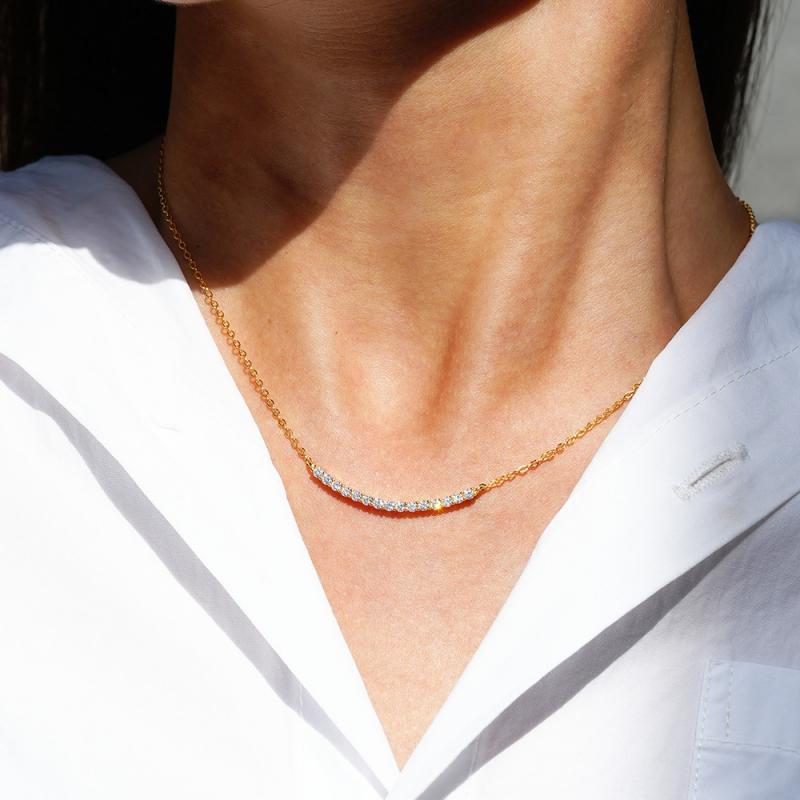 Girl Friend Valentine's Day Gold Wife Birthday Moissanite Diamond Women Thanksgiving Smile Necklaces Christmas Gift