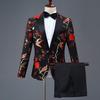 Men's 2pcs Suits Blazer Jacket Stylish Embroidery Wedding Groom Tuxedo