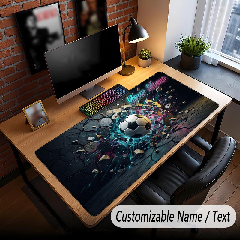 Soccer Theme Custom Mouse Pad Personalized With Name Text Customized Desk Mat For Office Home Decor
