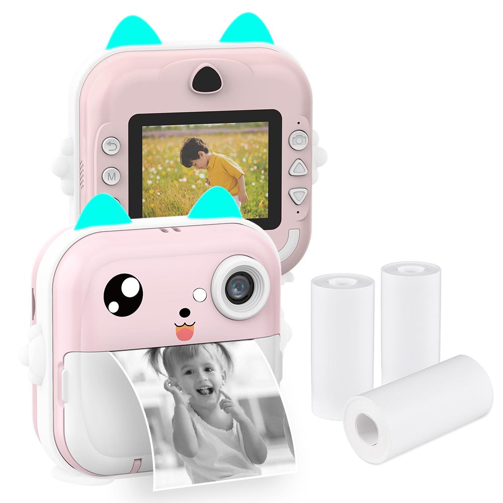 Портативная детская детская камера с мгновенной термопечатью, цифровая камера с экраном 2,4 дюйма, фотоселфи HD