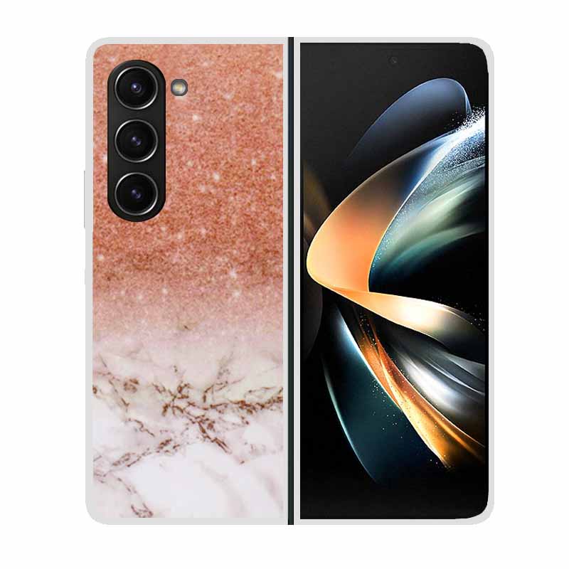 For Samsung Galaxy Z Fold 5 ZFold5 Cases Marble Transparent Shockproof Protection Hard Back Cover For Samsung Z Fold 5 5G Cases