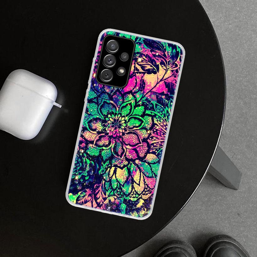 Мандала Подсолнух Мандала Чехол для телефона для Samsung Galaxy A12 A22 A32 A52 A72 A02S A51 A50S A31 A20S A10S Note 20 Ultra 10 P