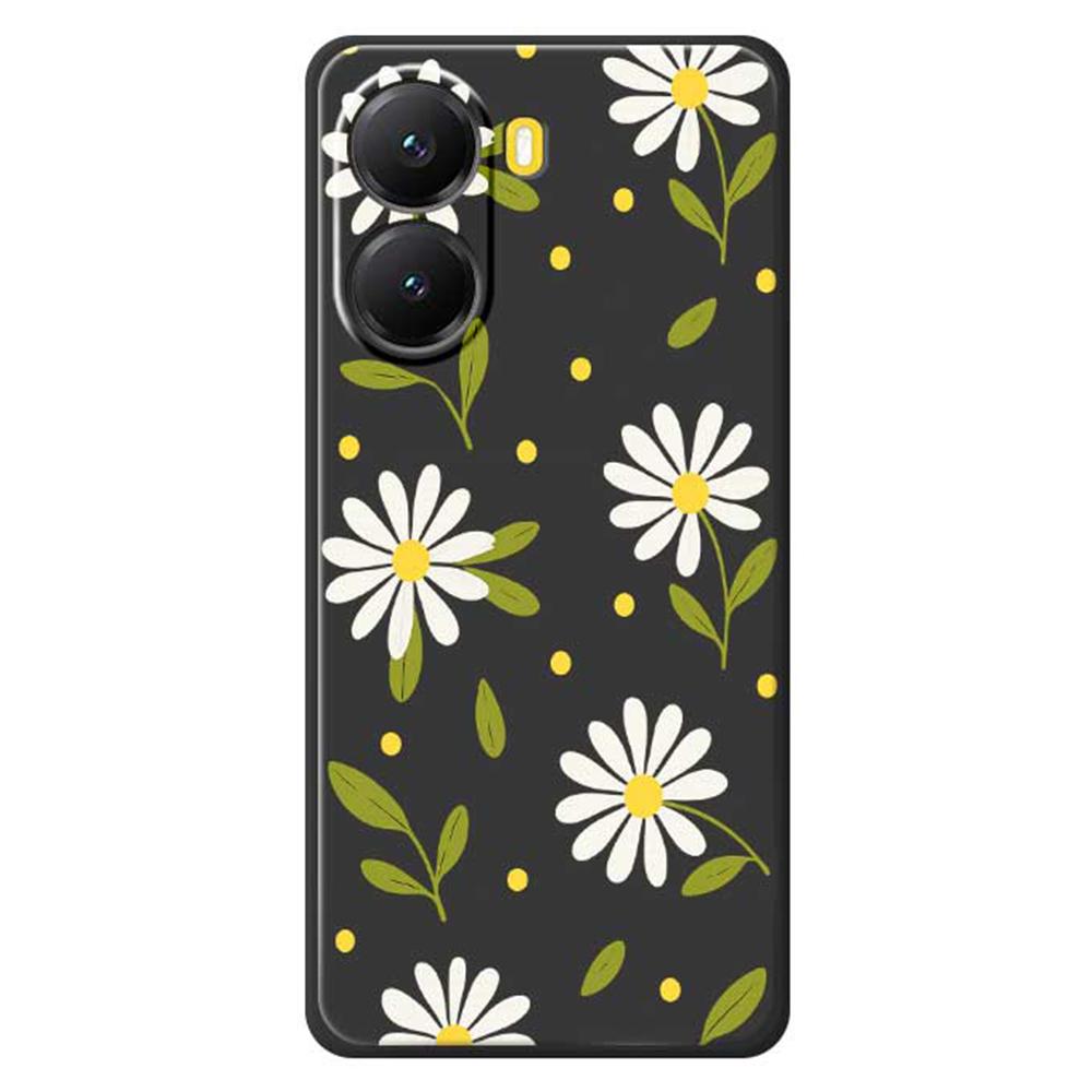 For Xiaomi Redmi Turbo 4 5G/Poco X7 Pro 5G Case White Flowers Green Leaves Pattern Printing Straight Edge TPU Phone Back Cover