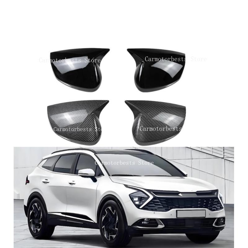 Car Rearview Side Mirror Cover Fit For Kia Sportage KX5 2022 2023 2024 Wing Cap Rear View Case Trim Carbon Fiber
