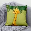 Cartoon Animal Zoo Hold Pillowcase Jungle  Green Leaf  Sofa Chair Cushion Cover Children's Room Home Decoration