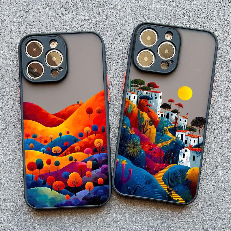 Желтый Горный Закат Чехол для Телефона Для iPhone 16 14 15 11 12 13 Pro Max Mini XR X XS 7 8 Plus SE Природный Пейзаж Ударопрочный Чехол