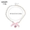 Korean Style Bowknot Pendant Choker Zircon Balletcore Choker Temperament Pink Bow Necklace  Wedding