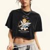 The Little Goddess Of Archery Prints Washed T Shirt Women Cotton Fashion T-Shirt Retro Fitness Tops Comfortable Tee