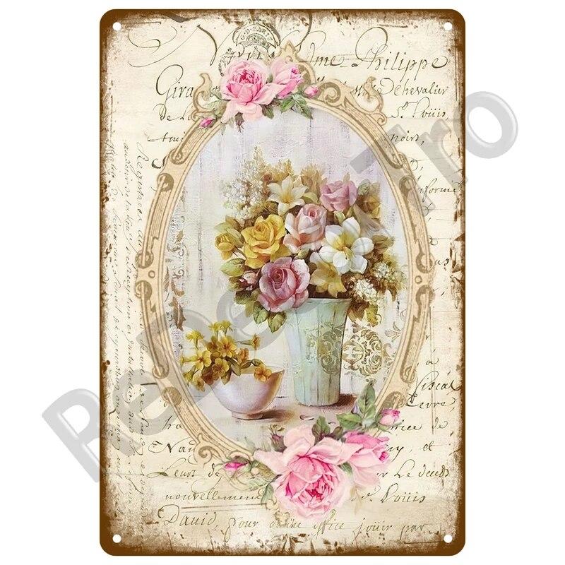 Винтажная жестяная вывеска с цветами, птицами, автомобилем, металлическая табличка, приветственный плакат, металлическая вывеска, настенный декор для кафе, дома, сада, фермы, пляжной хижины, на открытом воздухе