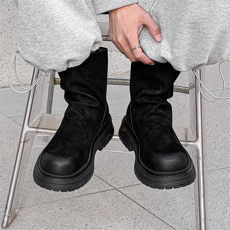 Martin boots 2024 autumn and winter new round head thin boots locomotive boots thick-soled short boots retro 97223-J