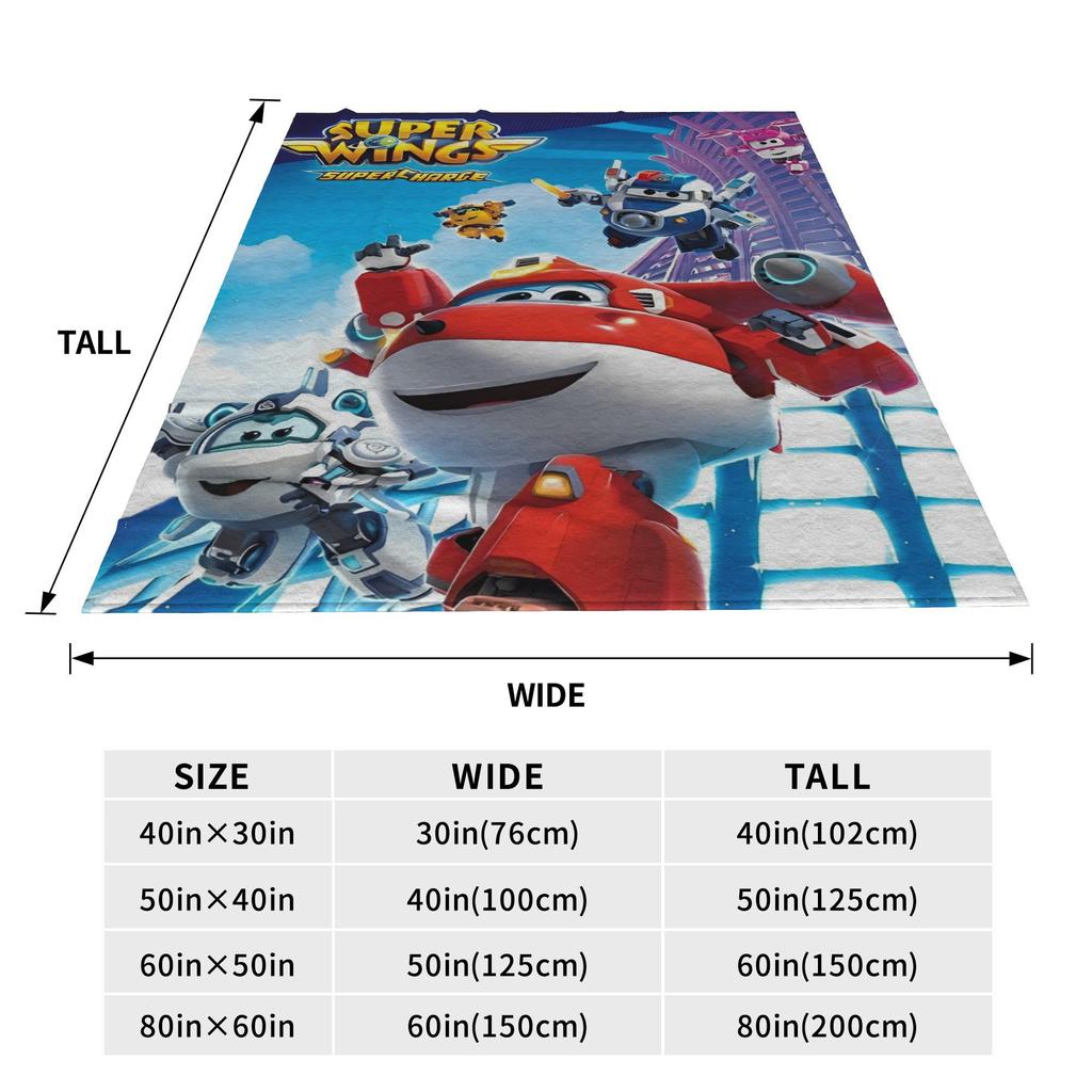 Мультяшное одеяло Super Wings Теплое эстетичное плюшевое покрывало для детей и взрослых, для улицы, фланелевое покрывало для кровати