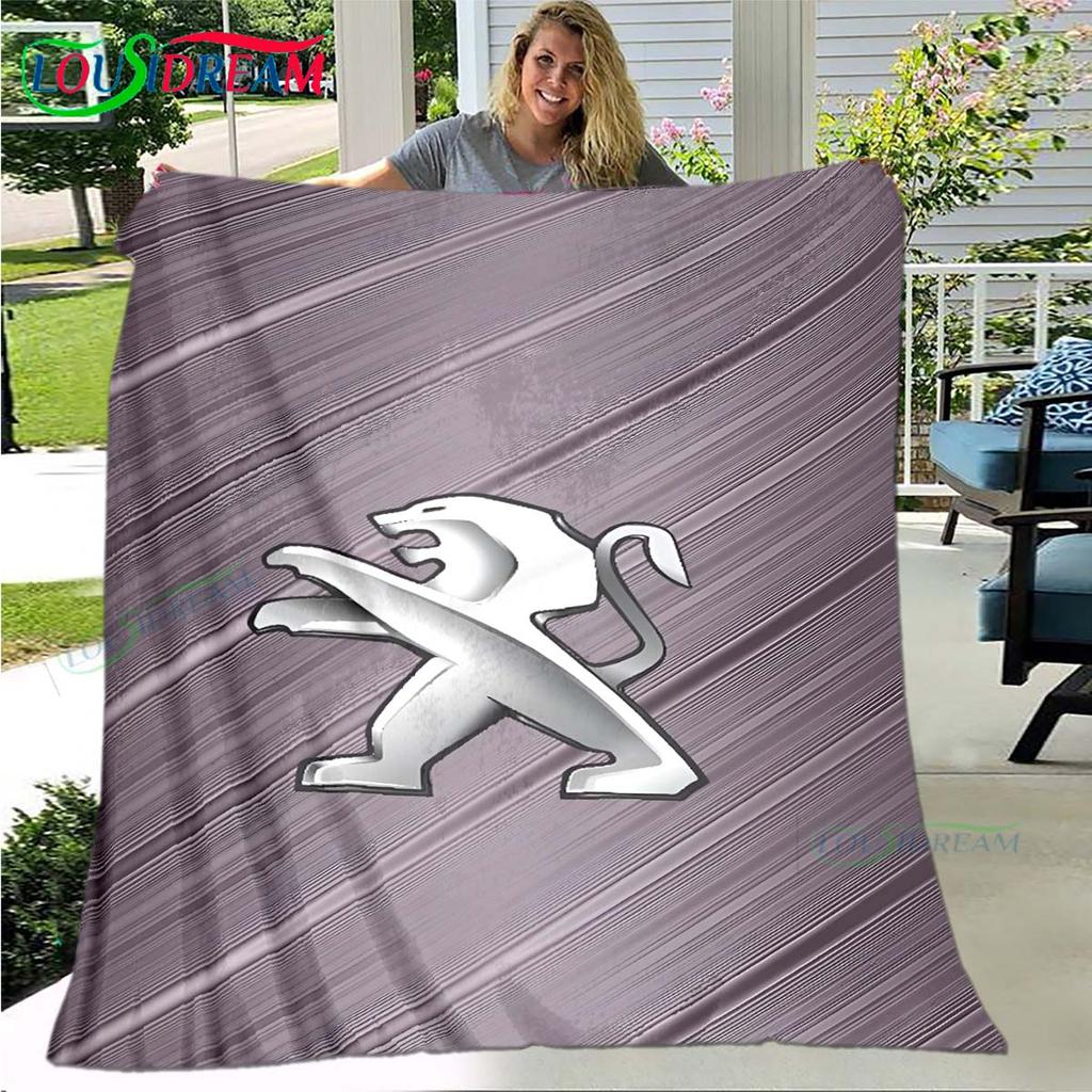 Fashion Car P-Peugeot Logo Blanket Flannel Throw Blanket For Home Bedroom Bed Sofa Picnic Office Hiking Leisure Nap Gift