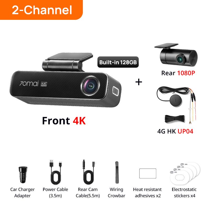 New 70mai M800 4k Dash Cam eMMC 128GB HDR 24H Parking Monitor LTE 4G Compatible Voice Control Car DVR Built-in GPS ADAS 2160P