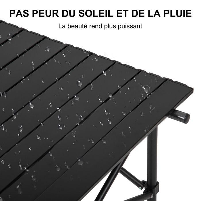 Table de camping - K IKIDO - 90x50x54cm - Acier au carbone - Charge 60KG - Noir
