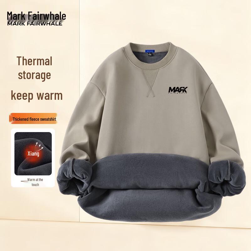 Mark Fairwhale Men's Fleece Lined Loose Fit Round Neck Sweatshirt