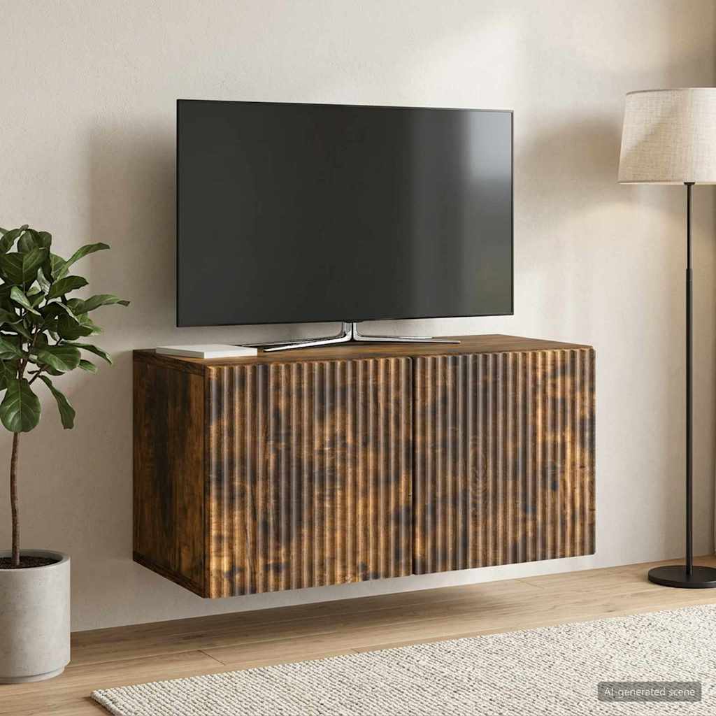 Wall Mounted TV Cabinet Smoked Oak 59.5 x 31 x 30 cm