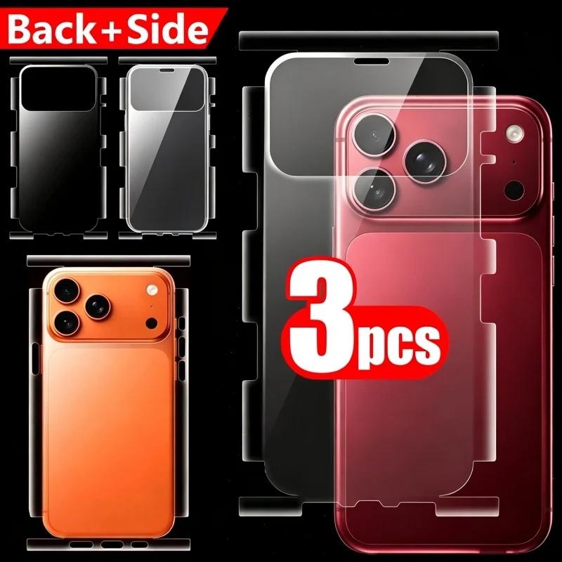 HD Clear Back & Side Full Cover Screen Protectors For IPhone 18 Pro Max 18 Pro 17 Pro Max Flexible Anti-Scratch Back Films Phone