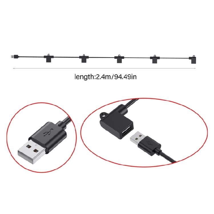 USB Шнур питания 240 см Разветвитель на 5 портов Для светодиодных лент Настольный вентилятор Камеры видеонаблюдения Зарядка 5 В