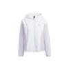 Stripe Print Sports Hooded Jacket Women Outerwear White Silver HY2875