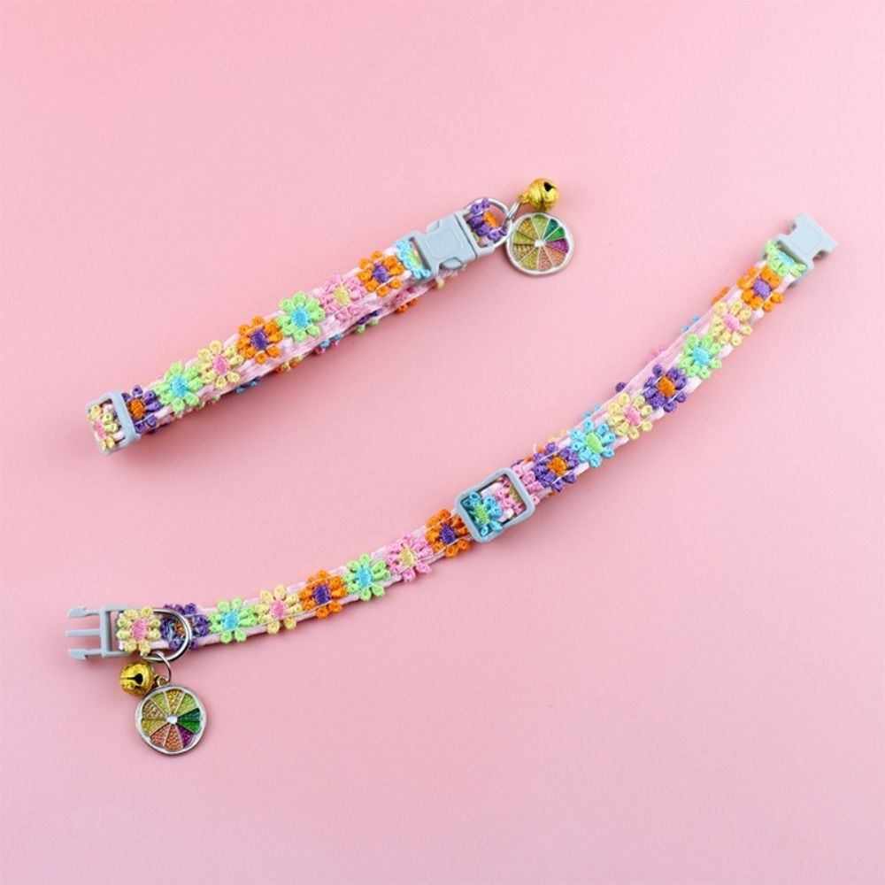 Candy Color Cat Necklace With Bell Pendant Pet Accessories Cute Puppy Neck Strap Cat
