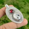 925 Silver Oval Rainbow Moonstone Gemstone Rubellite Birthday Pendant Jewelry