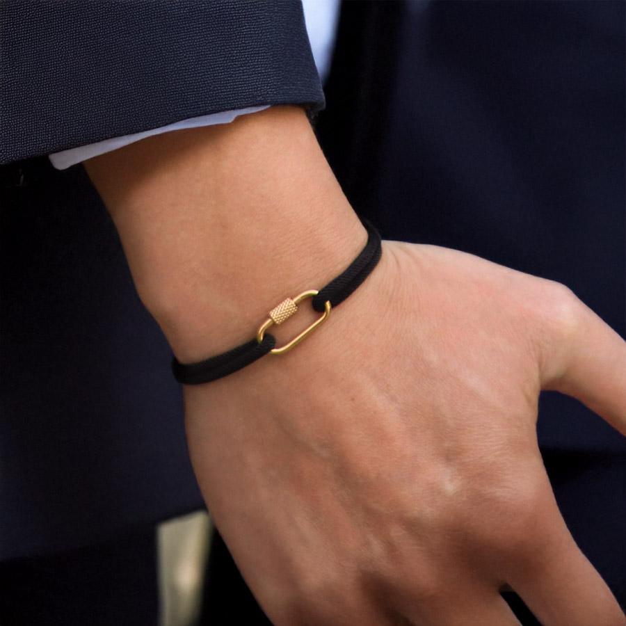 Fashion Men String Bracelet Gold Color Stainless Steel Mountaineering Buckle Outdoor Rescue Cord Chain Braslet Pulseria Hombre