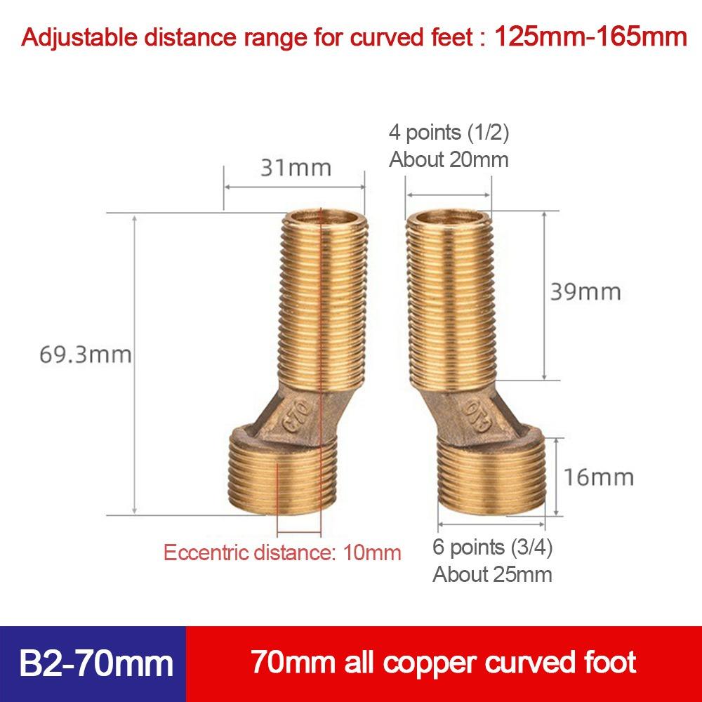 Copper Angled Curved Foot Angle Adjustment Connecting Accessories  Bathroom Hardware