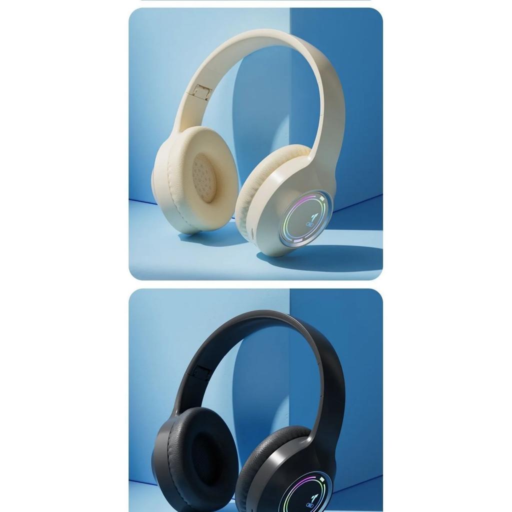 Colorful Light Wireless Bluetooth Headphones Over Ear HIFI Stereo Headsets Sports Gameing Earphones TF/AUX Music Player HD Mic