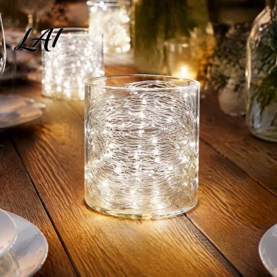 Outdoor Copper Wire Lights Fairy with Remote 8 Modes 10-Level Dimming Timer Waterproof Decorative Wedding Party Battery Operated String for