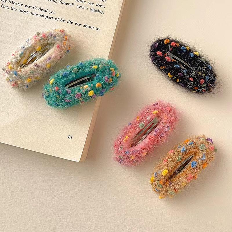 Корейская красочная плюшевая заколка для волос для женщин Ins Winter Temperamenta Duckbill Clips Hairpin Sweet Girl Hair Accessories