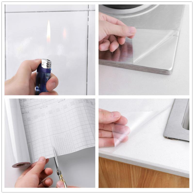 60 см прозрачная самоклеящаяся наклейка на стену DIY водостойкая маслостойкая плитка художественная наклейка для кухни и ванной комнаты