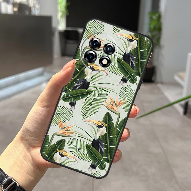 Ретро чехол-растение с банановыми листьями для OnePlus Nord CE 5 2 3 4 Lite N30 N20 OnePlus 15 13 12 11 9 10 Pro 10T 13R 15R