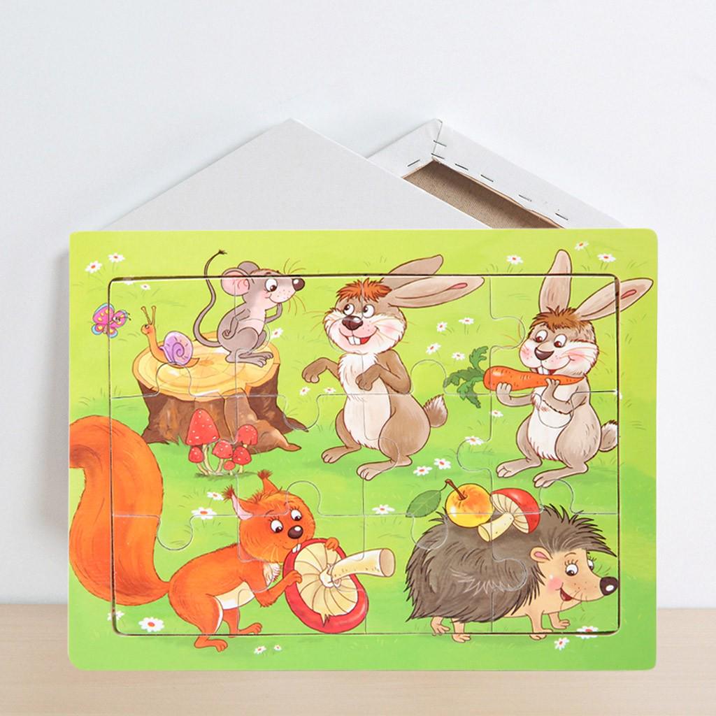 Children Wooden Toy Early Educational Cartoon Learning Pegged Puzzles Study Toy