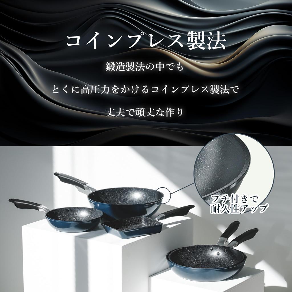 Pearl Metal Прочный из-за мрамора 28 IH Мраморный металлический шпатель с прессом для монет Темно-синий ободок, антипригарная обработка, см, совместимый, покрытие, OK, ободок,