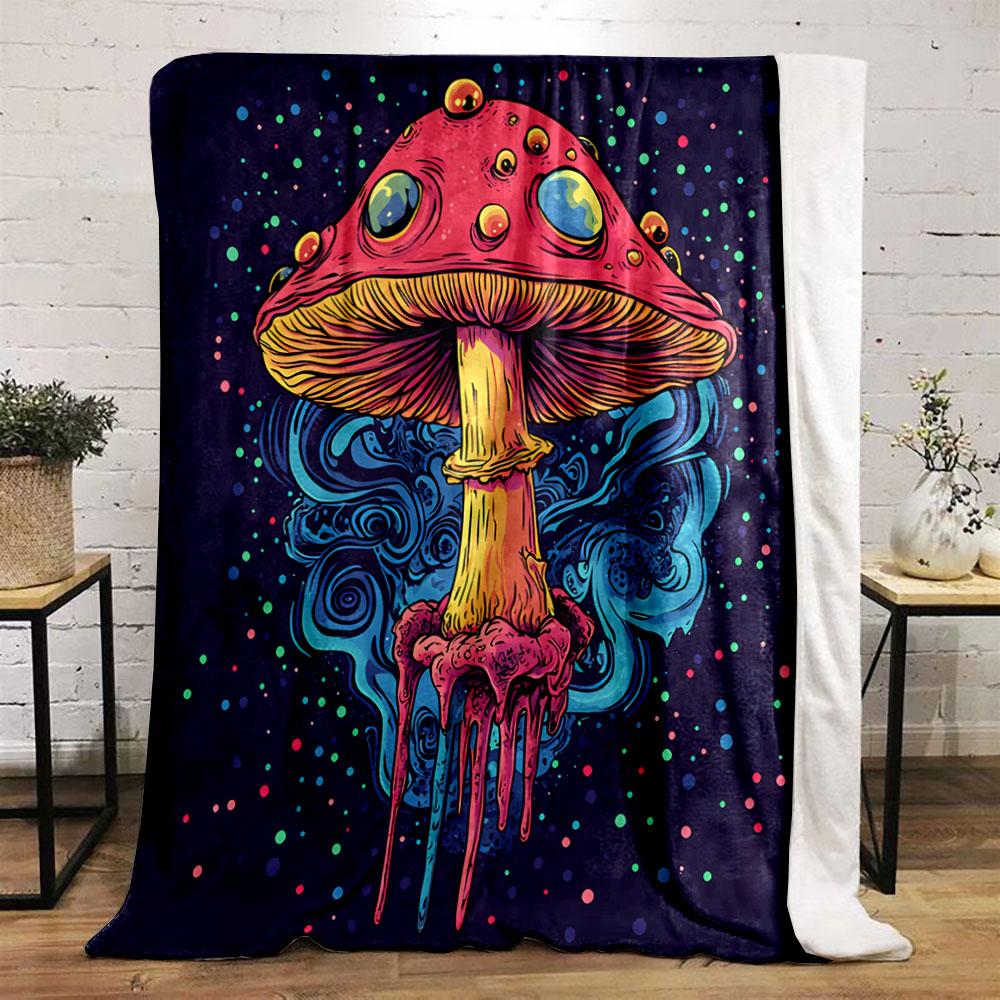 Psychedelic Mushroom Art for all seasons blanket lunch break throw gift