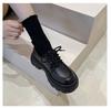 British Sponge Cake Style Thick Soled Jk Loafers Work Leather Shoes For Women Spring  New Lace Up Single Shoes