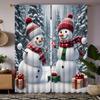 2 шт. HD Рождественская белая декоративная занавеска со снеговиком Белая занавеска с цифровой печатью Украшение дома в стиле украшения гостиной