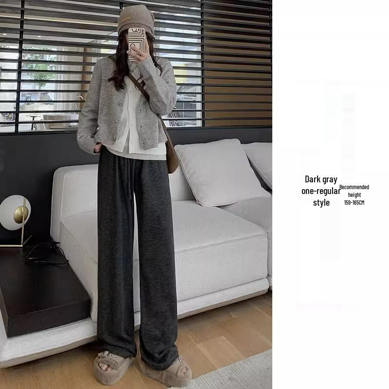 Брюки с высокой талией и широкими штанинами из мягкой пуховой ткани для женщин, повседневный стиль для весны и осени