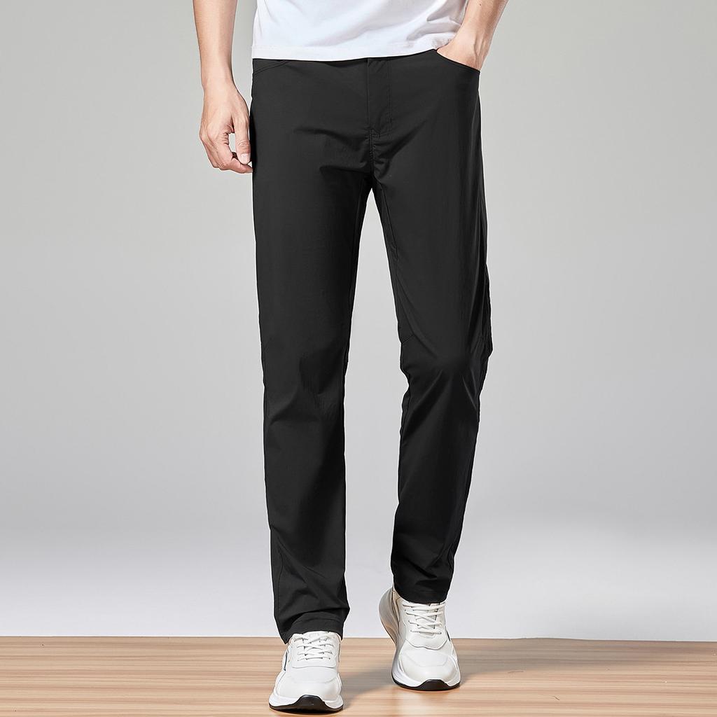 [Ice Cool Black Technology & High Elasticity Drop Smooth] Spring and Summer Ice Silk Speed Lightweight and Breathable Versatile Men's Casual Pants
