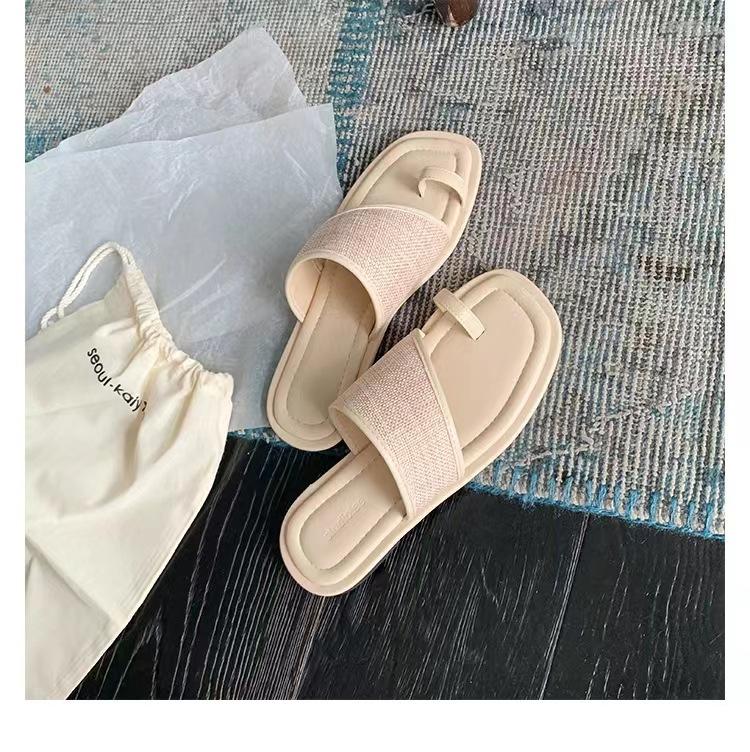 Виноградная мать те же повседневные летние квадратный носок соломенные плетеные вставки на плоской подошве шлепанцы женские новые сандалии