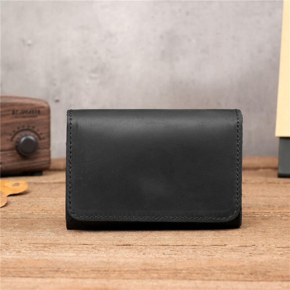 Прочный чехол для карт Crazy Horse из натуральной кожи для мужчин, тонкие простые кошельки для денег