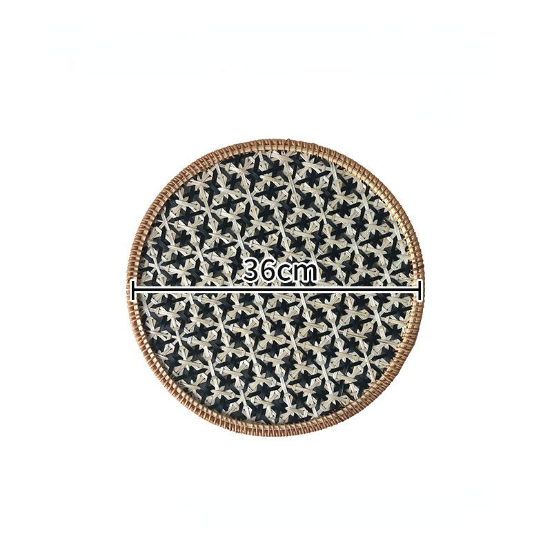 Rattan and Bamboo Woven Handmade Retro Characteristic Woven Colorful Tea Coaster Round Anti-scalding Heat Insulation Pad