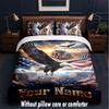 American Patriotic Theme Custom Text Or Name 3Pcs Bedding Set,1 Flat Sheet & 2 Pillowcases Personalized Home Bedding