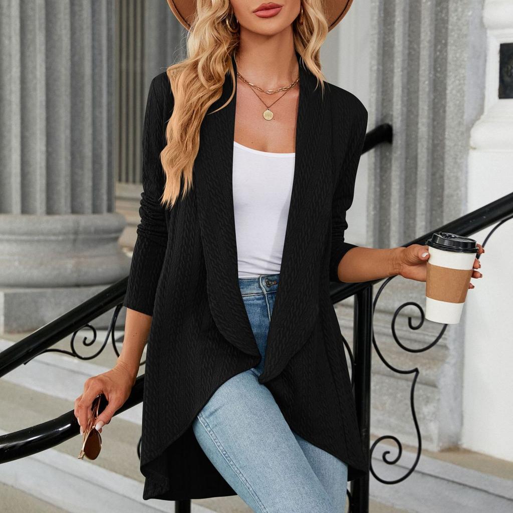2023 осень и зима для отдыха с длинным рукавом сплошной цвет свободный кардиган верх вязаное пальто для женщин
