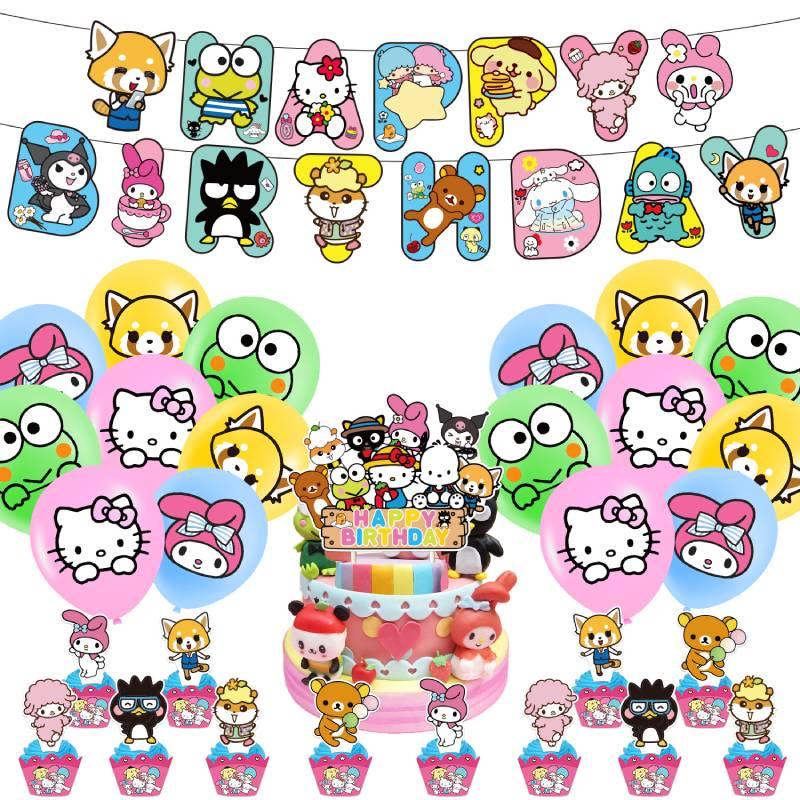 Набор декораций для вечеринки в честь дня рождения Мелоди Куроми Sanrio с шарами и топперами для торта. Прочный и веселый!