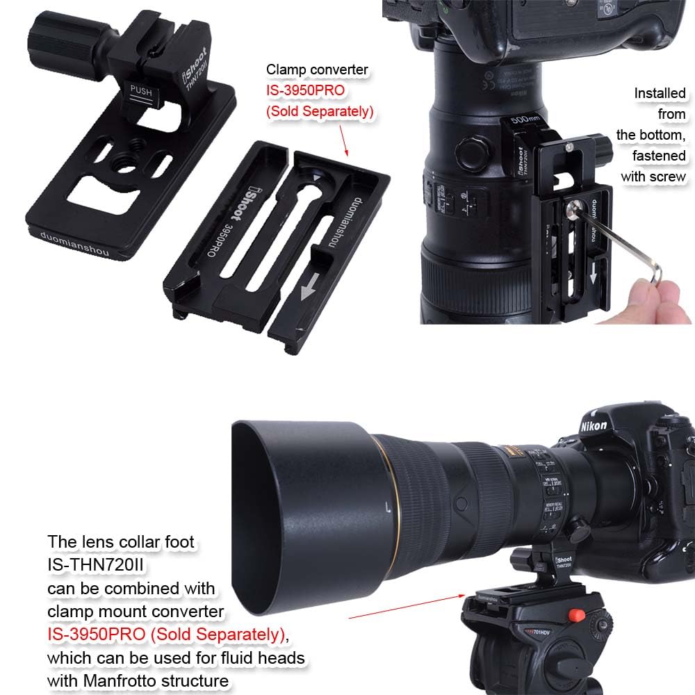 Tripod Mount ARCA Type Lens iShoot Tripod Mount Ring Compatible with Nikon NIKKOR FL ED VR and 500mm PF ED VR Telephoto Zoom with Bottom Quick Release